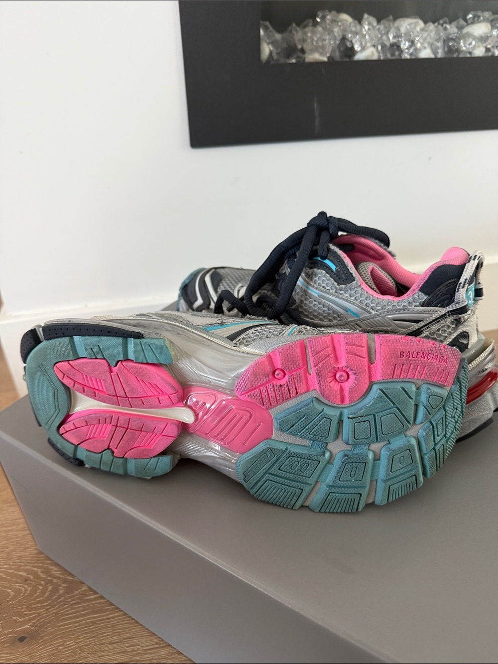 Balenciaga Grey Blue Pink Runner 2 Size 37 - Picture 4 of 7